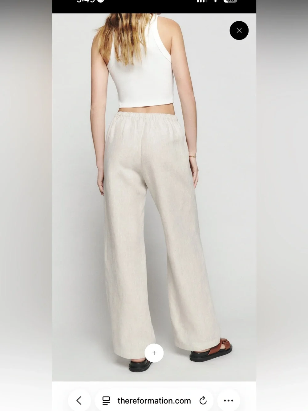 Reformation Olina Wide-Leg Linen Pants — Oatmeal